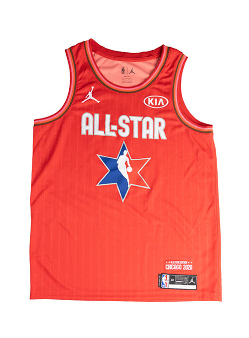 Signed Jordan 2020 All-Star Giannis Antetokounmpo Red Milwaukee Bucks Swingman Jersey-front