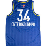 Signed Jordan 2020 All-Star Giannis Antetokounmpo Blue Milwaukee Bucks Swingman Jersey-back