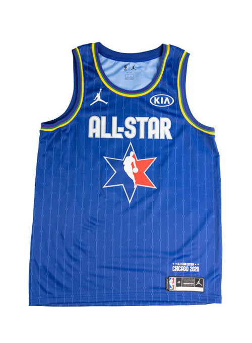 Signed Jordan 2020 All-Star Giannis Antetokounmpo Blue Milwaukee Bucks Swingman Jersey-front