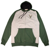 Big & Tall Contrast Stitch Milwaukee Bucks Fill Zip Hooded Sweatshirt-front