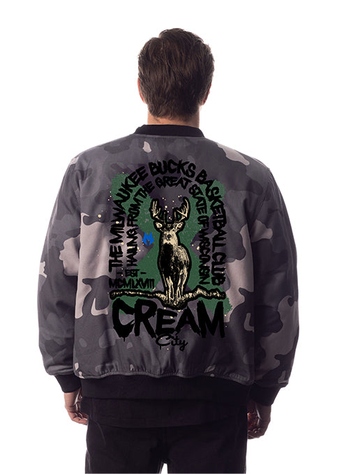 The Wild Collective Cargo Club Milwaukee Bucks Bomber Jacket-back 1