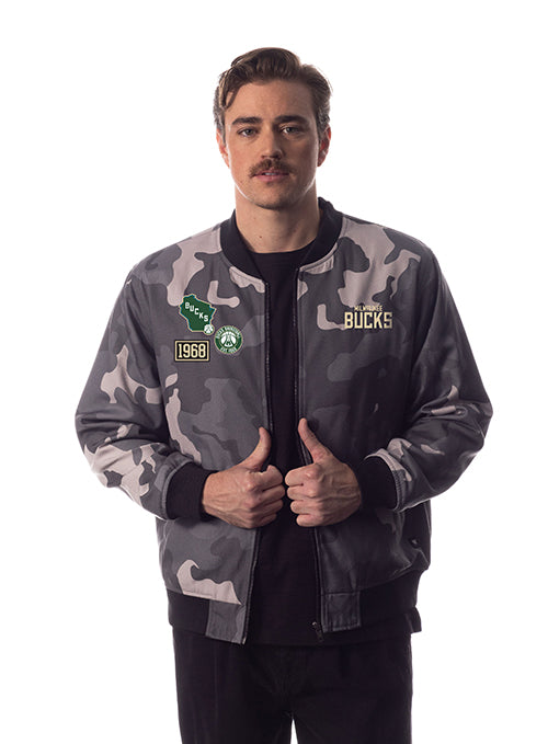 The Wild Collective Cargo Club Milwaukee Bucks Bomber Jacket- front 1
