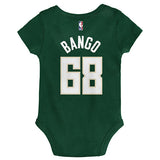 Newborn Outerstuff Bango Icon Milwaukee Bucks Onesie in Green - Back View
