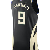 Jordan 2022 Statement Edition Bobby Portis Jr. Milwaukee Bucks Authentic Jersey in Black - Back View