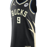 Jordan 2022 Statement Edition Bobby Portis Jr. Milwaukee Bucks Authentic Jersey in Black - Front View