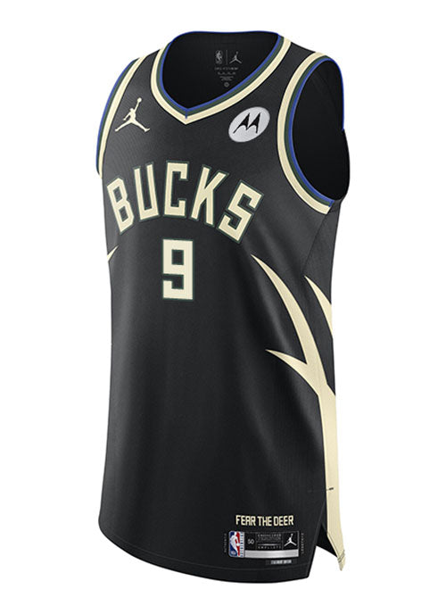 Jordan 2022 Statement Edition Bobby Portis Jr. Milwaukee Bucks Authentic Jersey in Black - Front View