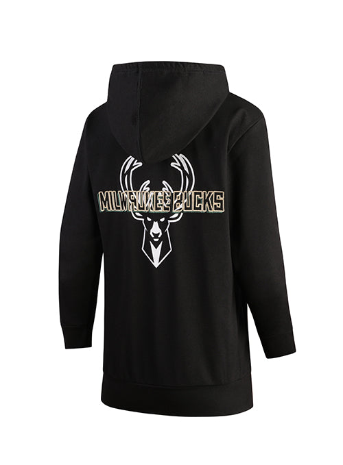 Women's Stadium Essentials Terrace Black Milwaukee Bucks Hooded Sweatshirt-back