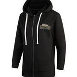 Women's Stadium Essentials Terrace Black Milwaukee Bucks Hooded Sweatshirt- front