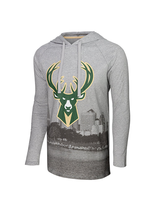 Stadium Essentials Atrium Milwaukee Bucks Long Sleeve Hooded T-Shirt- front