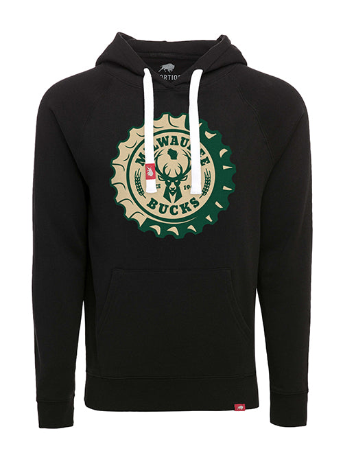 Sportiqe Olsen Bottle Cap Black Milwaukee Bucks Hooded Sweatshirt-front