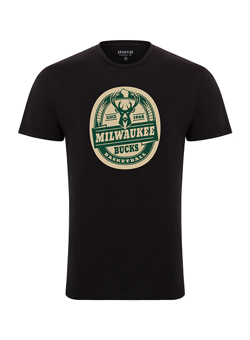 Sportiqe Bingham Bottle Label Black Milwaukee Bucks T-Shirt