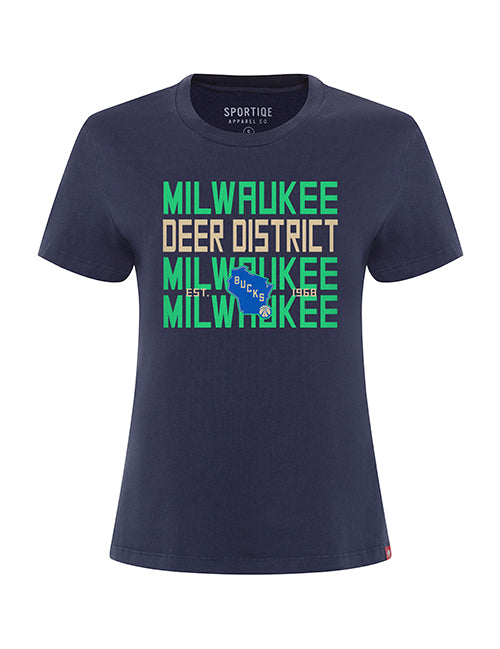 Women's Sportiqe 2023-24 City Edition Arcadia Milwaukee Bucks T-Shirt-front