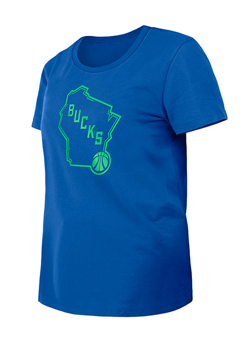 Women's New Era 2023-24 City Edition State Milwaukee Bucks T-Shirt- front