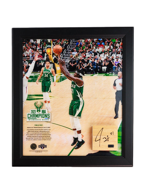 Signed Artsman Key Moments Jrue Holiday Milwaukee Bucks Frame