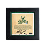 Signed Artsman Thanasis Antetokounmpo Milwaukee Bucks Court Championship Frame 7"x7"