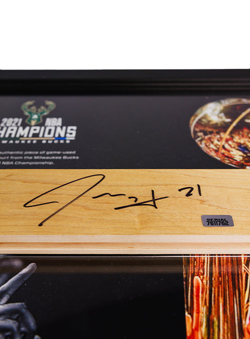 Signed Artsman Jrue Holiday Milwaukee Bucks 3-Point Frame-signature
