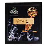 Signed Artsman Jrue Holiday Milwaukee Bucks 3-Point Frame-front