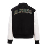 Women's Pro Standard Black & White Milwaukee Bucks Varsity Jacket-back
