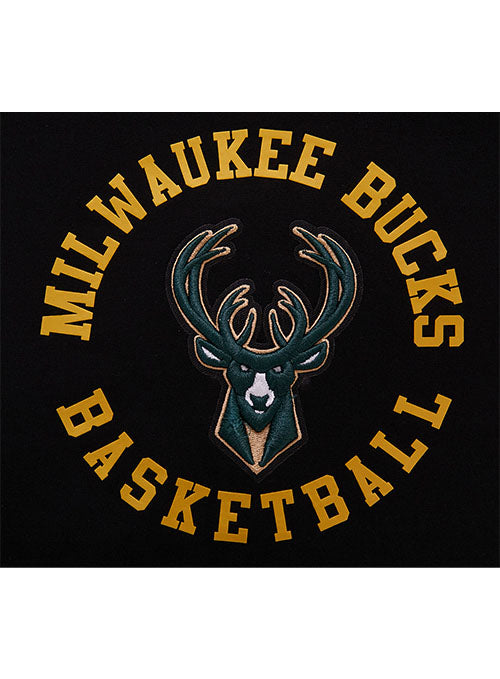 Pro Standard Hybrid SJ Black Milwaukee Bucks T-Shirt - Zoomed in Front Logo View
