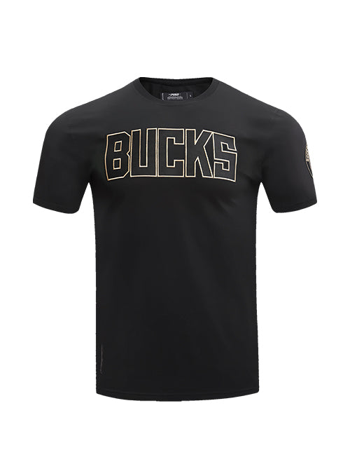 Pro Standard Black and Gold Milwaukee Bucks T-Shirt- Front View 