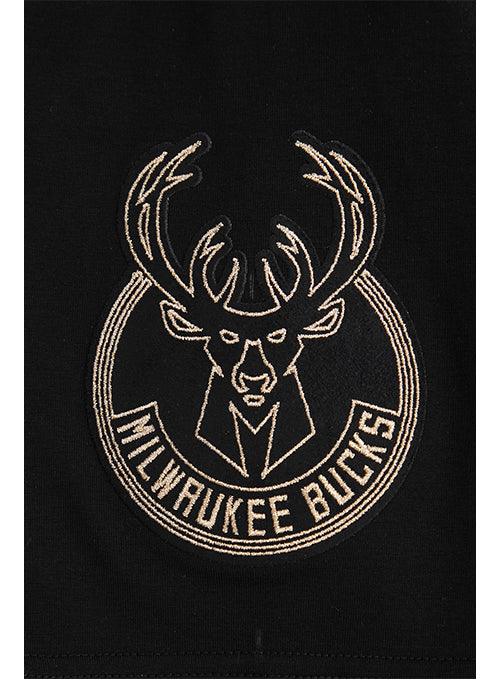 Pro Standard Black and Gold Milwaukee Bucks T-Shirt- Right Arm Patch