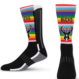 For Bare Feet Pride Stripe Milwaukee Bucks Crew Socks