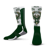 For Bare Feet Icon Word Montage Milwaukee Bucks Crew Socks