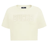 Women's Pro Standard Neutral Cream Boxy Cropped Milwaukee Bucks T-Shirt-front