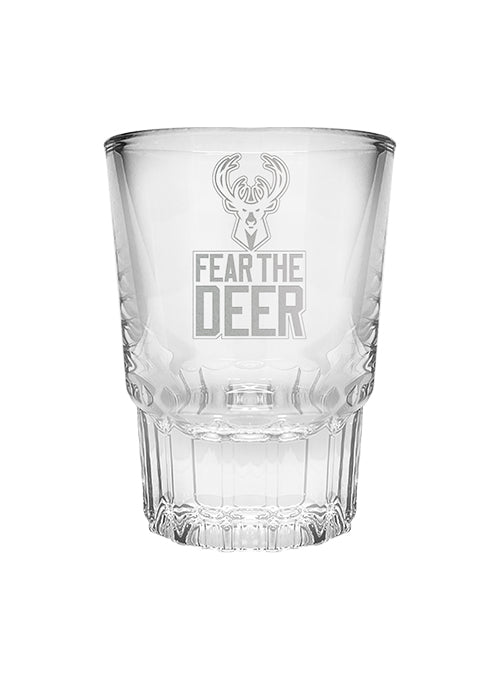 Great American Products 2oz Fear The Deer Milwaukee Bucks Shot Glass-front