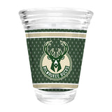 Great American Products 2oz Global Logo Milwaukee Bucks Shot Glass- front