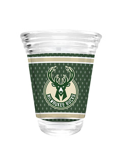 Great American Products 2oz Global Logo Milwaukee Bucks Shot Glass- front