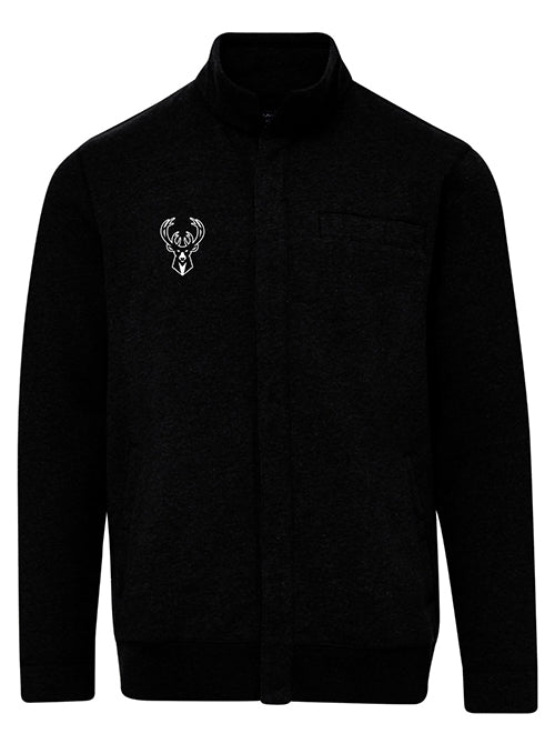 Magna-Ready Black Knit Milwaukee Bucks Fleece Long Sleeve Jacket with Magnetic Closures-front