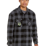 Magna-Ready Black and Charcoal Milwaukee Bucks Flannel Shirt with Magnetic Closures-model