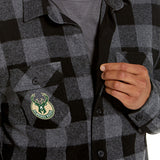 Magna-Ready Black and Charcoal Milwaukee Bucks Flannel Shirt with Magnetic Closures-front