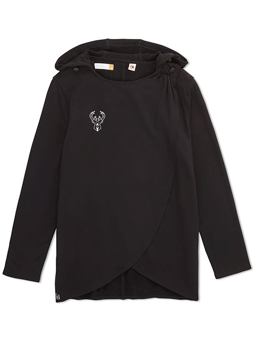Women's Magna-Ready Adaptive Milwaukee Bucks Hooded Wrap Magnetic Cardigan-front