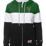 Women's New Era Milwaukee Bucks Tri-Color Full Zip Hooded Sweatshirt-front
