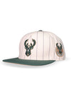Pro Standard Pinstripe Classic Logo Milwaukee Bucks Snapback Hat-angled left