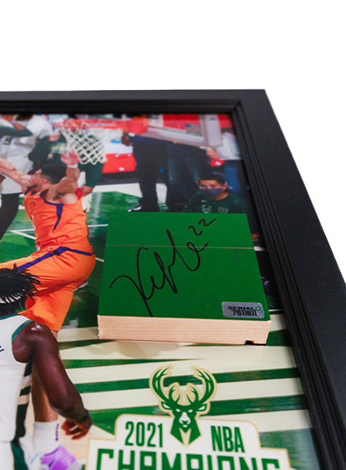 Signed Artsman Championship Key Moment #2 - Khris Middleton Game Winner Milwaukee Bucks Court Frame-signature
