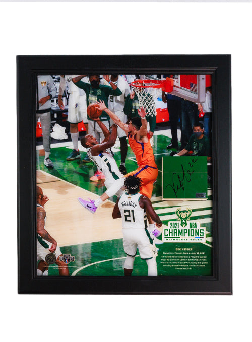 Signed Artsman Championship Key Moment #2 - Khris Middleton Game Winner Milwaukee Bucks Court Frame