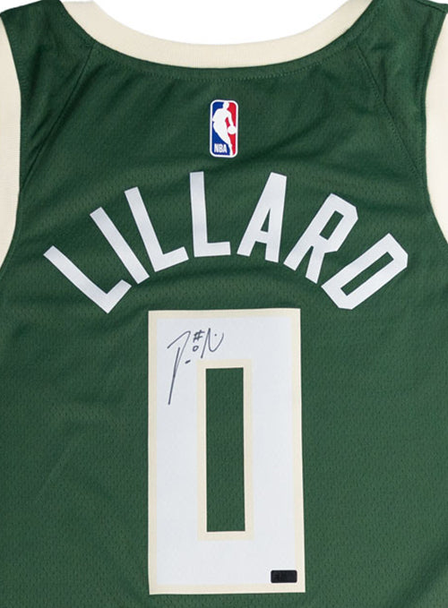 Signed Nike 2022 Icon Edition Damian Lillard Milwaukee Bucks Swingman Jersey-signature