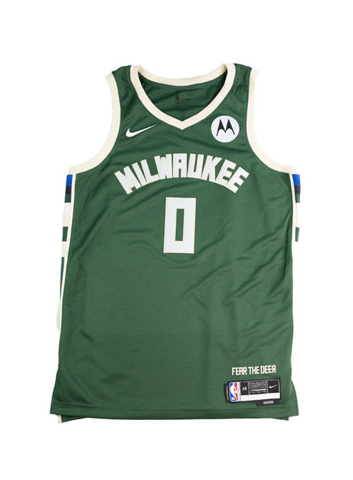 Signed Nike 2022 Icon Edition Damian Lillard Milwaukee Bucks Swingman Jersey-front