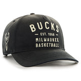 '47 Brand Dusted Hitch Black Milwaukee Bucks Snapback Hat-angled right