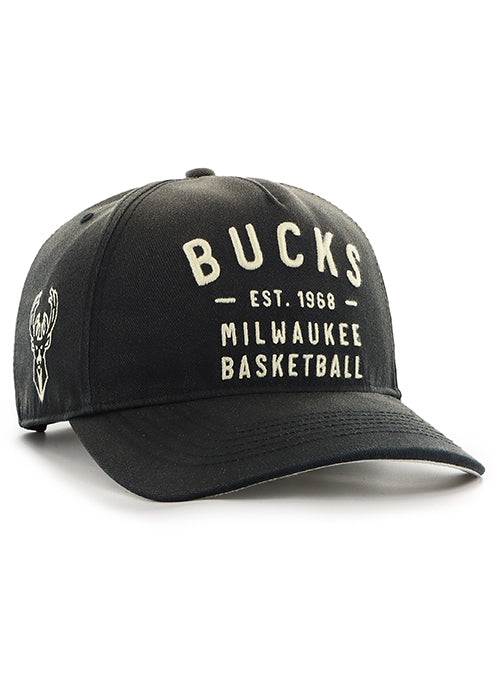 '47 Brand Dusted Hitch Black Milwaukee Bucks Snapback Hat-angled right