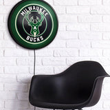 The Fan-Brand Milwaukee Bucks Round Slimline Lighted Wall Sign-display