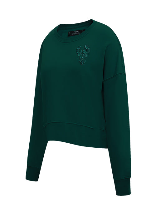 Women's Pro Standard Milwaukee Bucks Pine Neutral Crewneck Sweatshirt-angled front