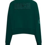 Women's Pro Standard Milwaukee Bucks Pine Neutral Crewneck Sweatshirt-back