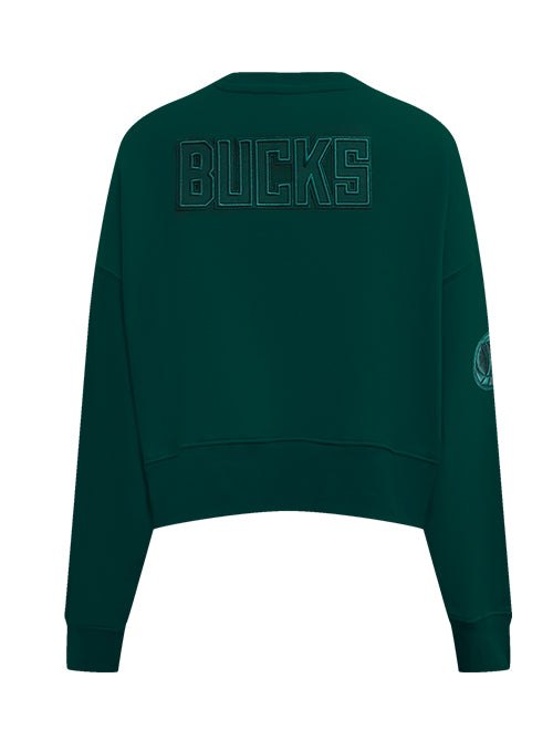 Women's Pro Standard Milwaukee Bucks Pine Neutral Crewneck Sweatshirt-back