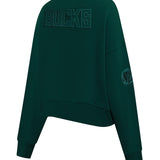 Women's Pro Standard Milwaukee Bucks Pine Neutral Crewneck Sweatshirt-angled back