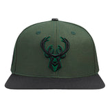 Pro Standard Fright Green Milwaukee Bucks 2-Tone Snapback Hat-front