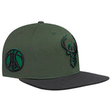 Pro Standard Fright Green Milwaukee Bucks 2-Tone Snapback Hat-angled right